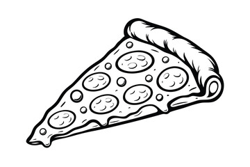 Outlined Pizza Slice Vector Illustration Pepperoni Toppings Fast Food Snack Delicious Italian Cuisine Culinary Design For Templates And Mockups