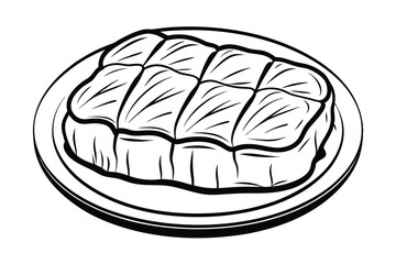 Graphic Illustration Of A Tray With A Freshly Baked Loaf In Black And White Line Art