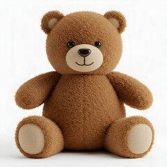 Obraz premium Isolated fluffy teddy bear with soft plush texture against clean white background