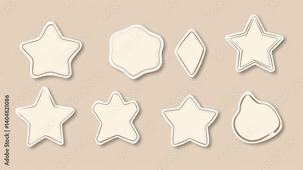 Poster outlined sticker shapes arranged on a flat beige background create a clean-style design for creative