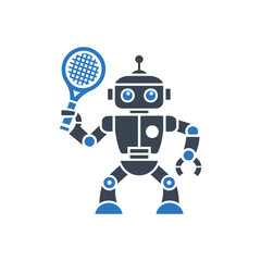 Robot Tennis Player Icon