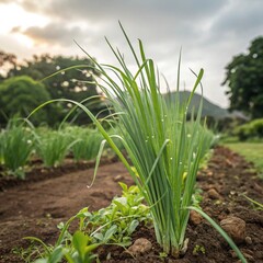Fototapeta premium lemograss herb plant in orchard