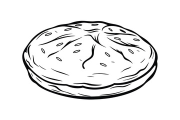 Monochrome Sketch Of Burger Bun Bread Outline Vector Illustration For Food And Bakery Themed Designs
