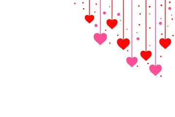 Beautiful background design concept of pink and red hearts isolated on a corner - vector illustration