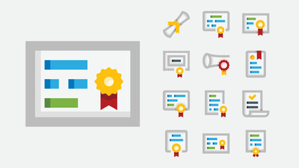 Certificate Roll Diploma Color Icons