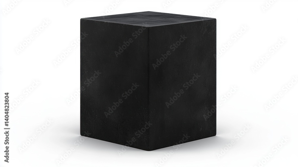 Poster a black cube-shaped object with a textured surface.