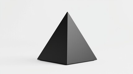 A black pyramid sits on a white background.