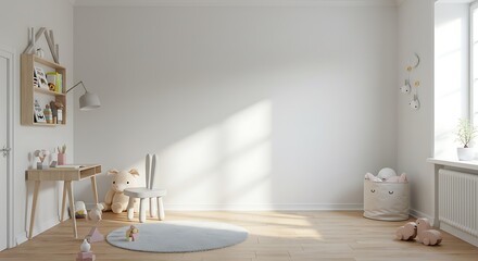 Sunlit Child's Room: 3D Render of a Playful Interior Design AI Generated