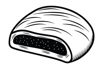 Fig Roll Cookie Detailed Vector Illustration Sweet Pastry Delight Monochrome Artistic Style Confectionery Design Bakery Treat For Food Themed Projects