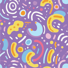 Illustration of Memphis geometric seamless pattern doodle design