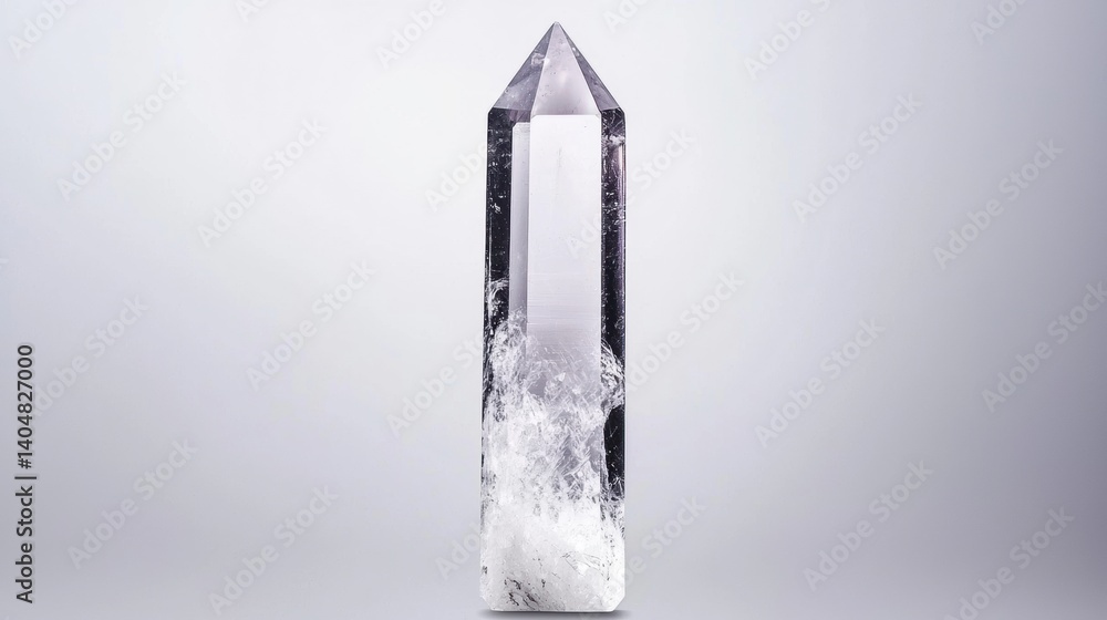 Poster a crystal with a pointed top and a wide base.