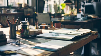 Creative studio space with art supplies and natural light