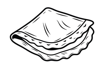 Outline Illustration Of Stacked Crepes Or Pancakes In Black And White Artistic Line Drawing Dessert