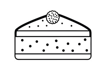 Simple Black And White Cake Slice Line Art Illustration For Food Designs And Creative Baking Projects And Dessert Graphics
