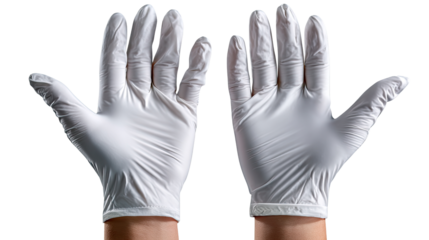 Protection in Pairs: An image of two disposable medical gloves, offering a close-up perspective of a pair of hands, ready to serve in a healthcare setting or laboratory environment.