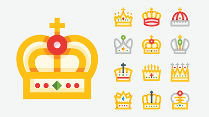 Royalty Crown King Queen Color Icons