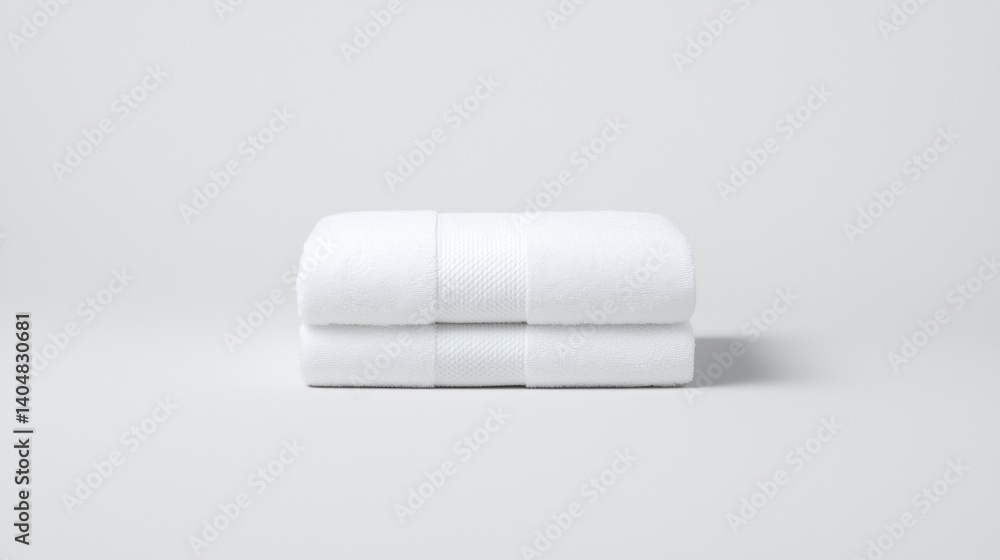 Aufkleber a stack of white towels with a textured pattern.