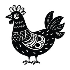 cheerful cartoon hen using vibrant shade.