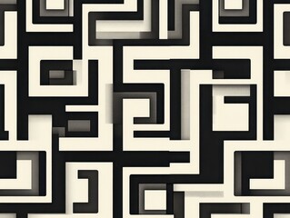 Abstract Black and White Geometric Pattern with Intricate Design
