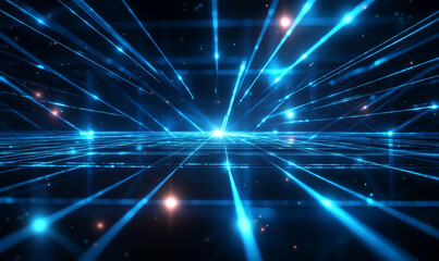 Obraz premium Futuristic Neon Grid Background – Purple Sci-Fi Digital Abstract Landscape