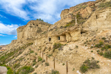 Fototapeta premium Exploring the ancient arguedas caves in navarre, spain
