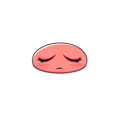 Fototapeta premium Pink sleepy face emoji with closed eyes