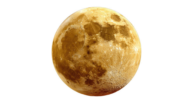 Golden Full Moon: A mesmerizing view of a full moon, bathed in a warm, golden light. Its surface is textured with craters and shadows, creating a captivating celestial scene. 