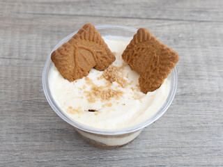 Speculoos tiramisu served in glass cup for European dessert and sweet snack visuals
