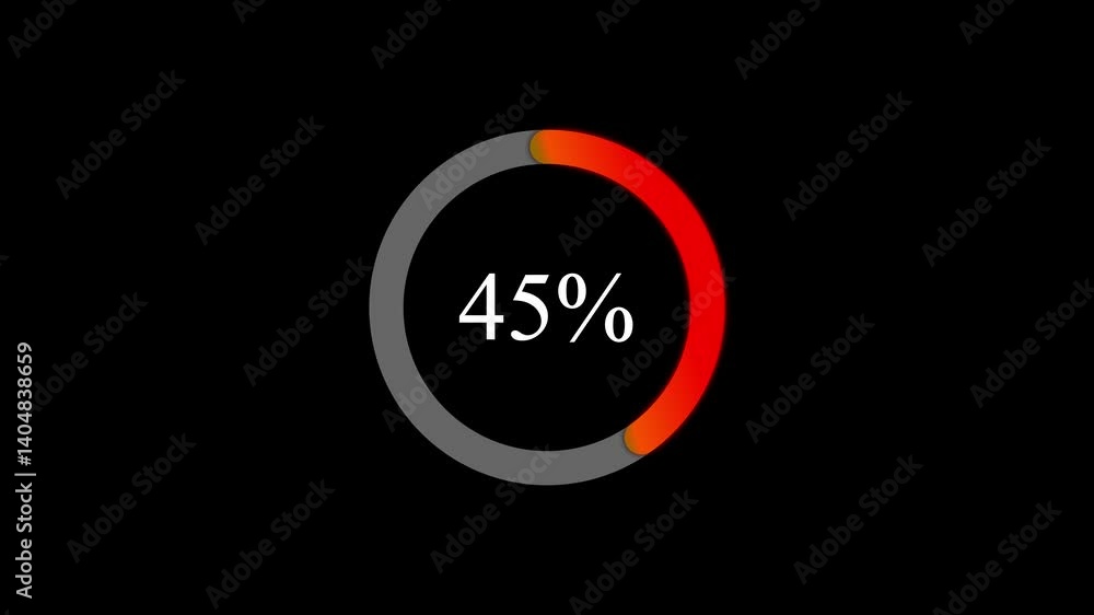 Poster forty five percent loading ring animation progress indicator on black background