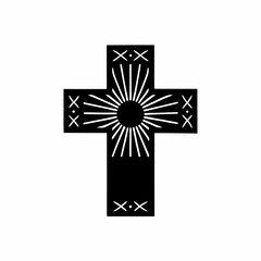 creative details Sunrise Cross Icon Vector Illustration