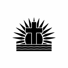 creative details Sunrise Cross Icon Vector Illustration