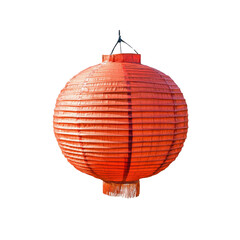 Red Chinese Paper Lantern Hanging AgainstTransparent background