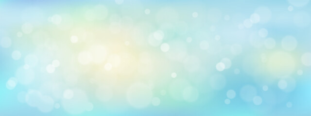Summer background with soft green and blue gradient with blurry bokeh sunlight effect,Concept for wallpaper of calm seasonal atmosphere scene for Spring banner