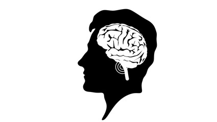 Brain stem death, black isolated silhouette