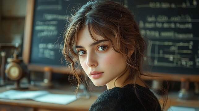 Traditional South Asian lab filled antique wooden furniture chalkboards old scientific equipment where academic formal attire sits contemplating findings of a cognitive experiment on social learning