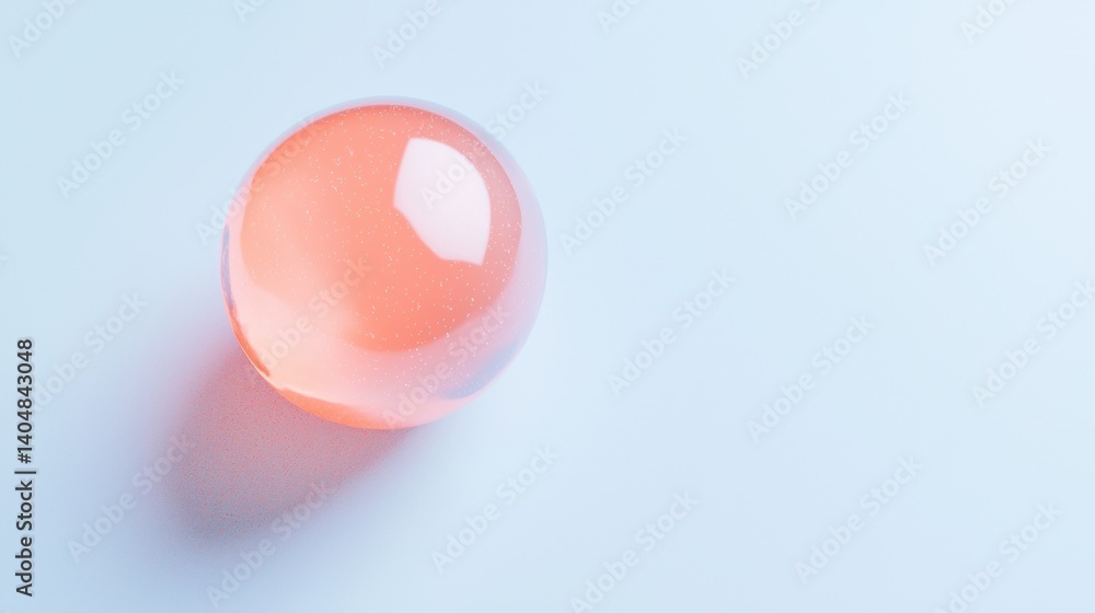Poster a 3d rendering of a translucent sphere with a gradient of pink and white.