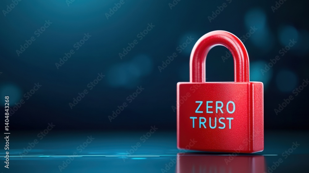 Poster a vibrant red padlock labeled 
