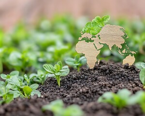 Earth Day Cardboard World Map, Growing Plants