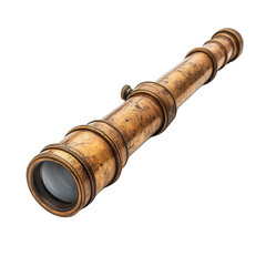 Antique spyglass telescope brass vintage nautical pirate scope for sale on transparent background