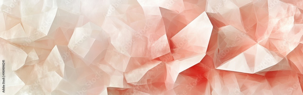 Poster abstract low-poly texture in soft coral and cream, polygonal geometric background for modern design,