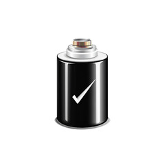 Fully Charged Battery Icon Black Cylinder with White Checkmark