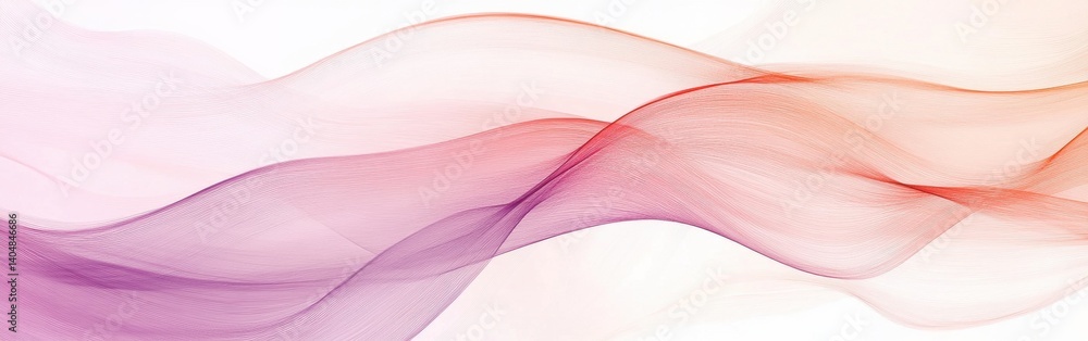 Poster abstract pencil strokes design with gentle wave pattern in orange, pink, purple, and white hues, cre
