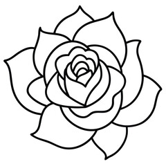 Minimalist Damask Rose Bloom Vector Illustration – Elegant, Floral, Decorative, Vintage, Nature, Design