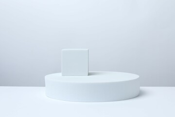 White podiums on a light background