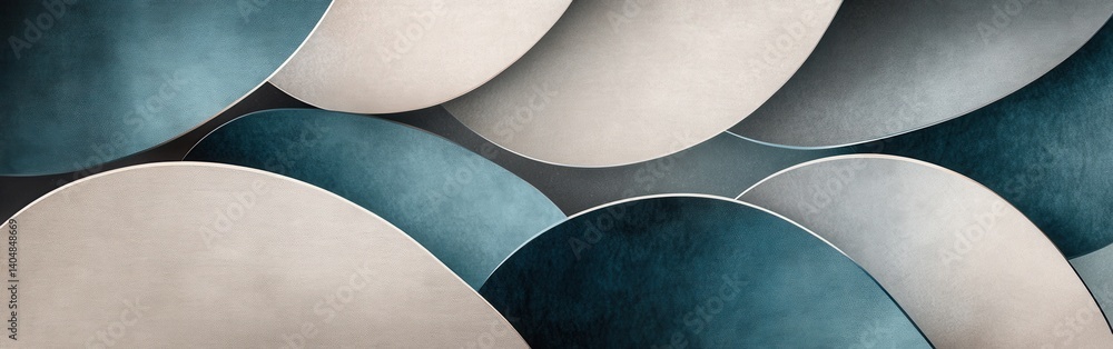 Aufkleber Elegant curved shapes in muted gray and teal blend in a contemporary abstract design