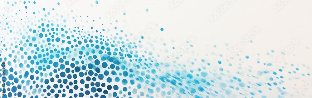 Poster Halftone design with aquamarine circles fading into sapphire, dot pattern background with abstract, modern, minimalist style