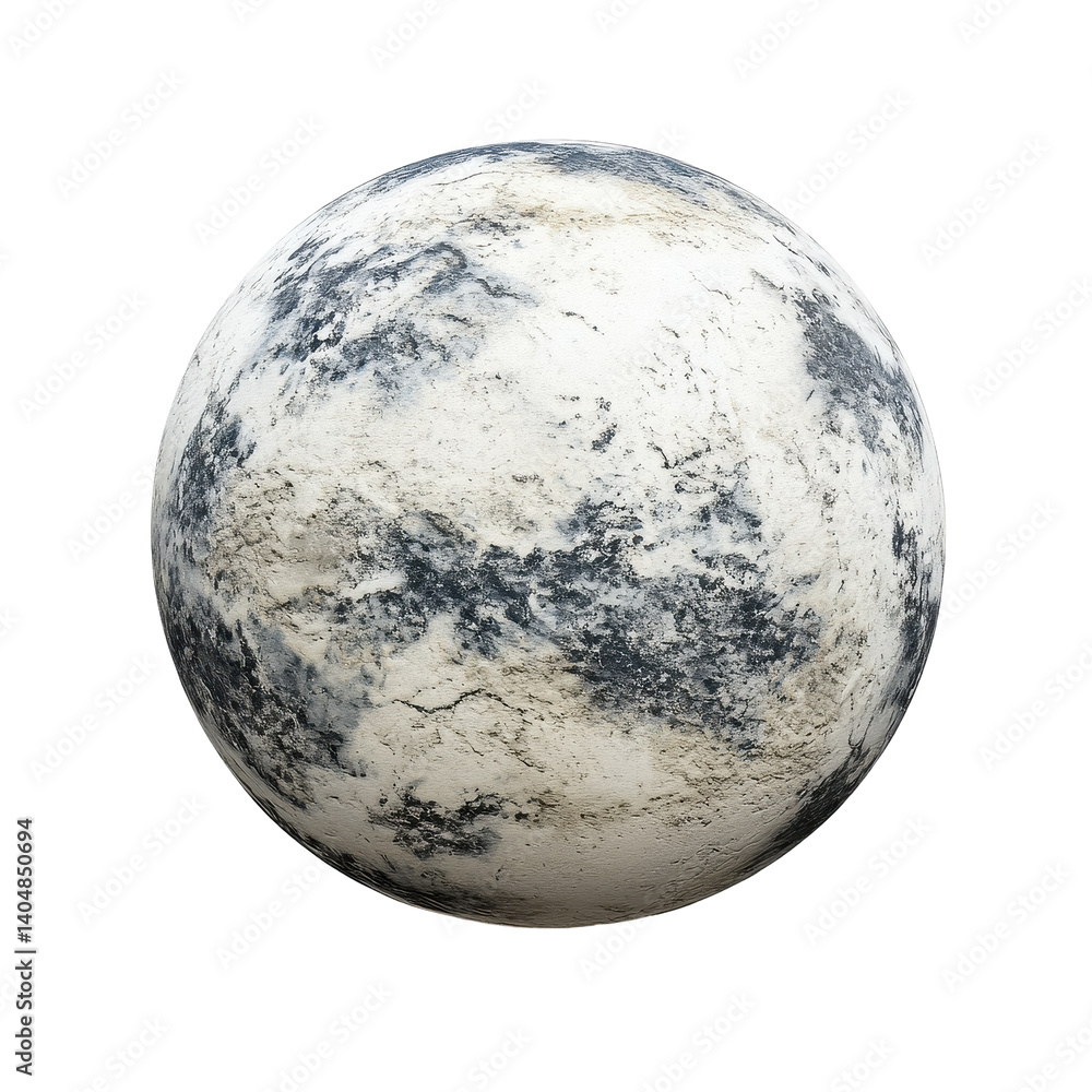 Poster planet representation featuring textures and details on a transparent background, planet on png back