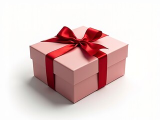 Obraz premium gift box with red ribbon and bow isolated on white background top view close up