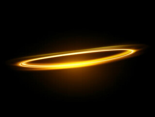 Golden light waves illuminate a dark 3d space concept