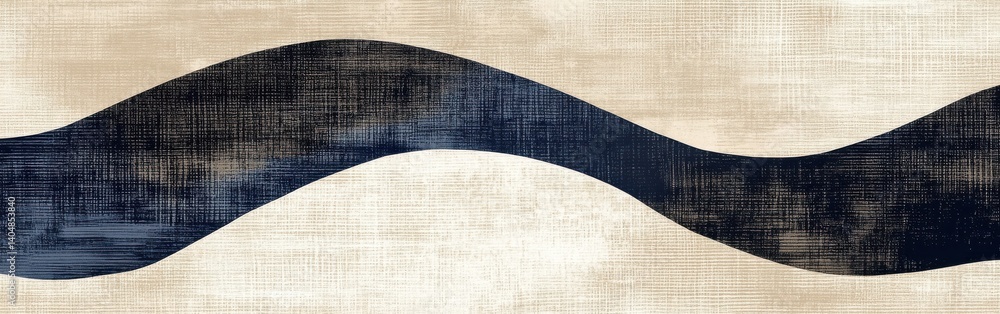 Poster abstract pencil stroke arcs in muted beige and indigo create a calming and textured background desig